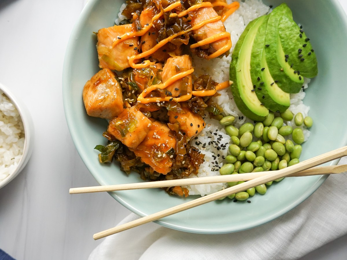 Teriyaki Salmon Bowl with Sautéed&nbsp;Leeks